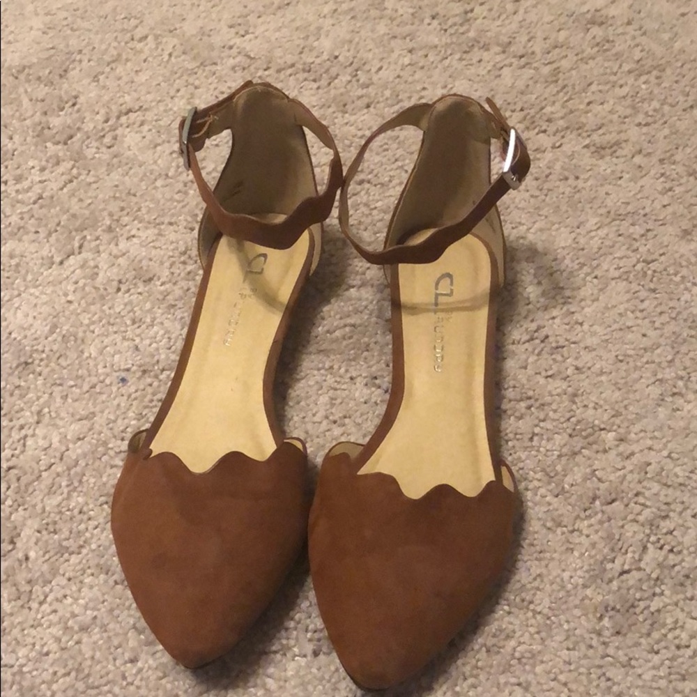 Brown strap flats
